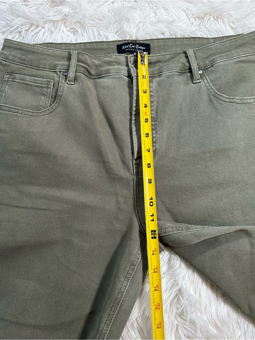 Risen • x Wild Oak Boutique Army Green Distressed Hem Jeans - Picture 8 of 15